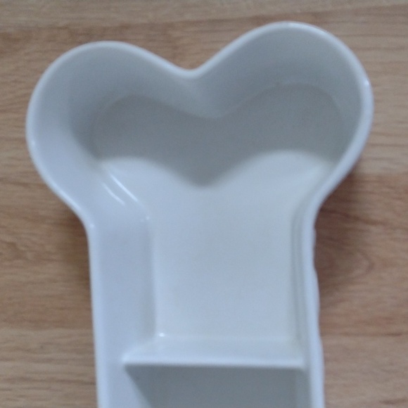 Dog Divided Bone Woof Dish by Linen & Things White Large 14 X 7 - Picture 5 of 5
